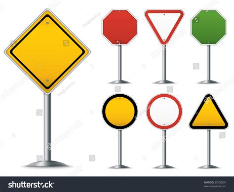 Blank Traffic Sign Set Easy To Edit Vector Image 37508335