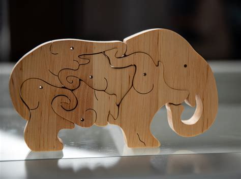 Wooden Puzzle Elephants For Kids Handcraft Toys T For 3 Etsy