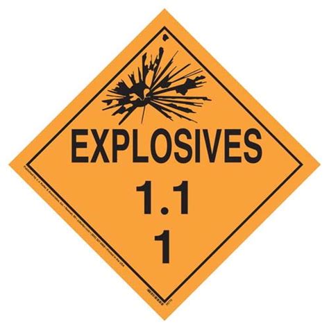 Division 11 Explosives Placard Worded