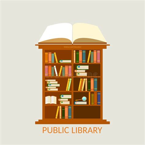 Public Library Bookcase Education And Knowledge Stock Vector