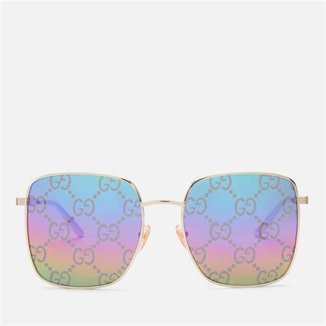 Gucci Womens Monogram Sunglasses Goldmulti Free Uk Delivery Available