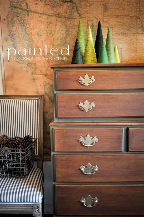 It has a great farmhouse look with a personalized stencil on the top. Stained and Painted Tallboy - Painted by Kayla Payne