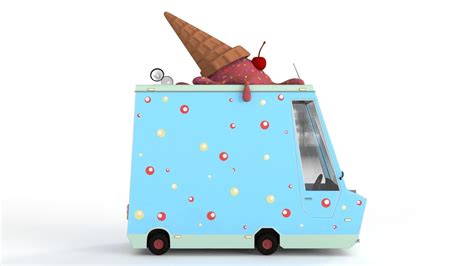 3d Model Cartoon Ice Cream Car Vr Ar Low Poly Cgtrader