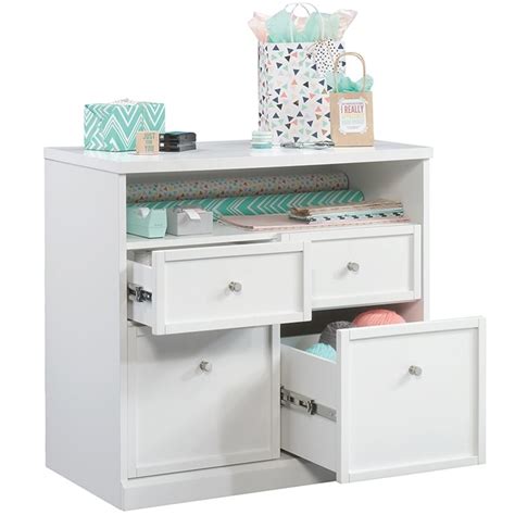 Sauder Craft Pro 4 Drawer Storage Cabinet In White Homesquare