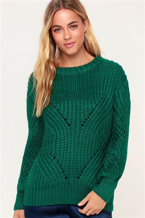 Lush Green Sweater Oversized Sweater Chunky Knit Sweater Lulus