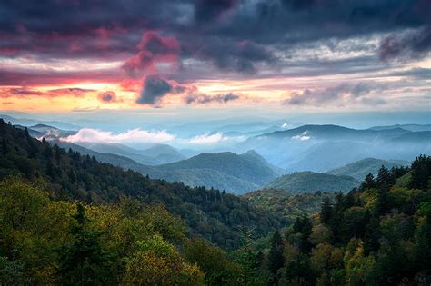 Great Smoky Mountains Sunset Landscape Cherokee North Caro Flickr
