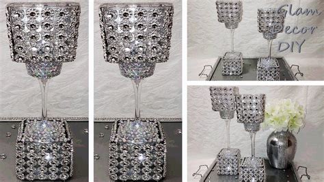 Dollar Tree Diy Glam Bling Tall Candle Holder Duo Youtube