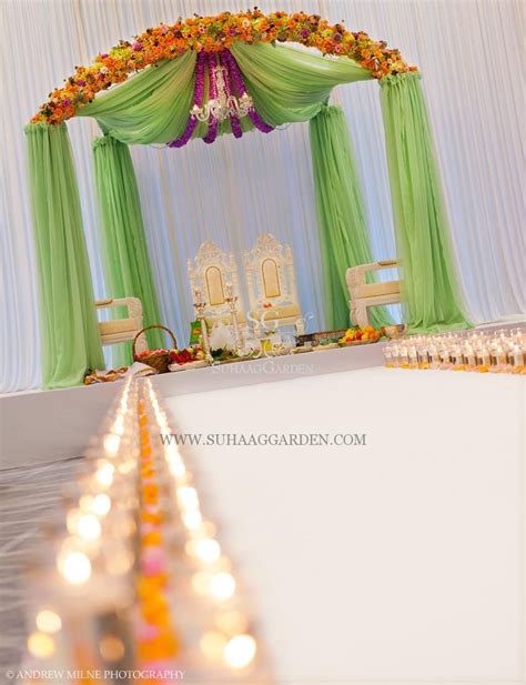 Not only that, intricately detailed and innovative decorations look great in all your wedding pics too. Suhaag Garden, Jodha Akbar theme mandap, mint green ...