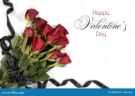 Happy Valentines Day Bouquet Of Red Roses Stock Photo Image 49068142