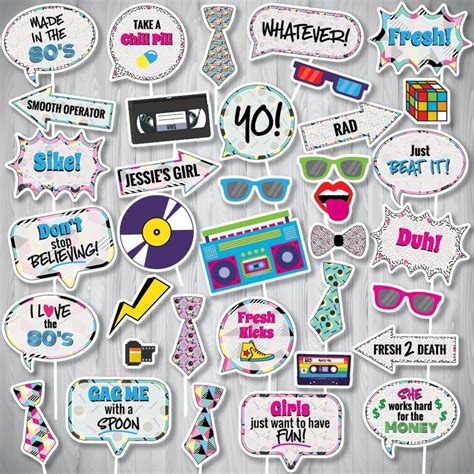80s Party 80s Photo Booth Props 80s Printable Photo Booth Props