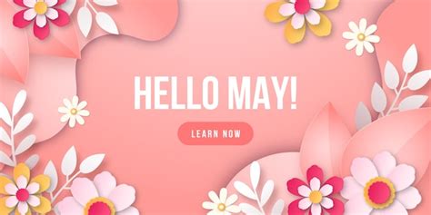 Free Vector Hello May Background With Flowers And Leaves