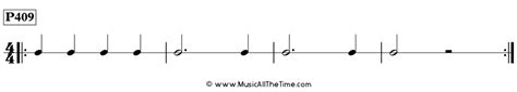 Dotted Half Notes In 44 Rhythm Pattern P409 Time Lines