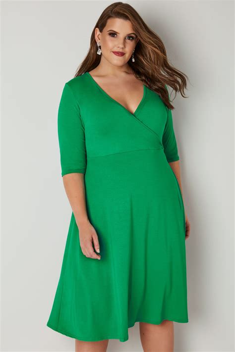 Yours London Green Wrap Dress Plus Size 16 To 36