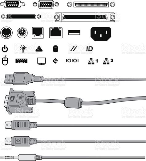 Computer Ports And Cables Stock Illustration Download Image Now