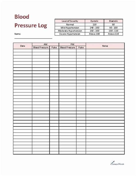 30 Blood Pressure Record Sheet Example Document Template