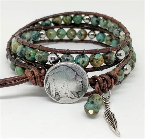 Southwestern Bracelet Beaded Leather Native American Indian Etsy