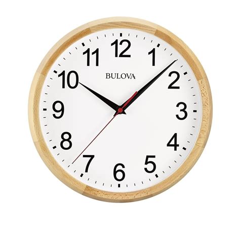 Bulova 12 In H X 12 In W Round Wall Clock With Natural Wood Finish