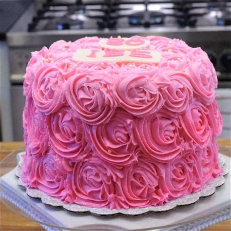 Pink Buttercream Rose Swirl Birthday Cake Gray Barn Baking