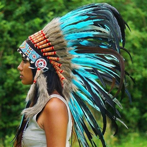 Turquoise Native American Headdress 75cm Indian Headdress Novum Crafts In 2020 Native