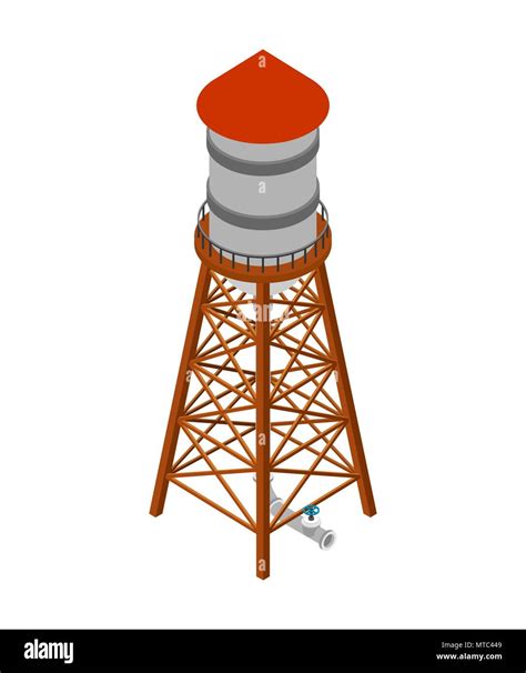 Water Tower Isometric Isolated Water Bearing Tower Vector