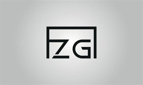 Letter Zg Logo Design Zg Logo With Square Shape In Black Colors Vector
