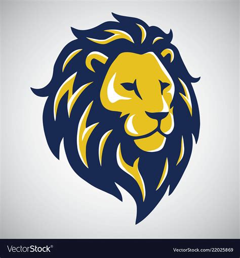 Blue Yellow Lion Mascot Logo Template Royalty Free Vector