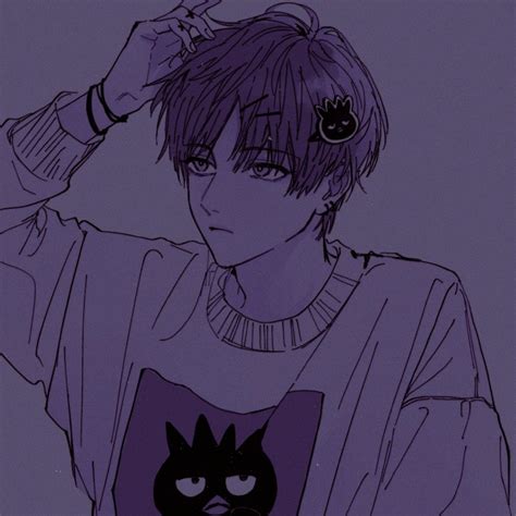 𝙸𝚌𝚘𝚗𝚜 Anime character drawing Blue anime Dark purple wallpaper