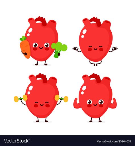 Strong Cute Healthy Happy Human Heart Royalty Free Vector