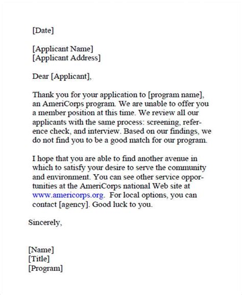 9 Job Application Rejection Letters Templates For The Applicants 9