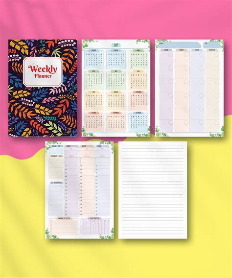 Download Printable Weekly Planner Floral Style Undated Pdf