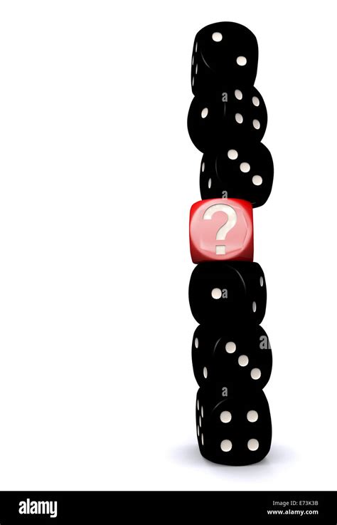 Red Question Mark Dice Standing Out From Black Dices On White
