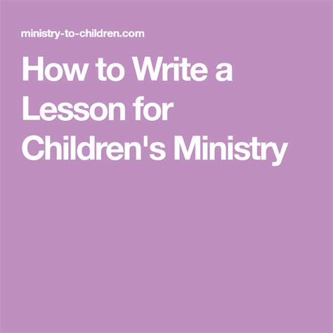 How To Write A Lesson For Childrens Ministry How Many Kids Ministry