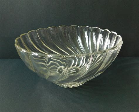 Vintage Hazel Atlas Swirl Punch Bowl Set Clear Glass Punch Etsy