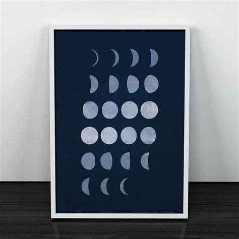 Phases Of The Moon Moon Phases Print Moon Art By Shoptempsmodernes