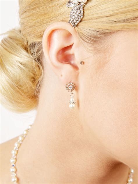 Vintage Pearl Drop Earrings Bridal Headwear And Jewellery From Lhg