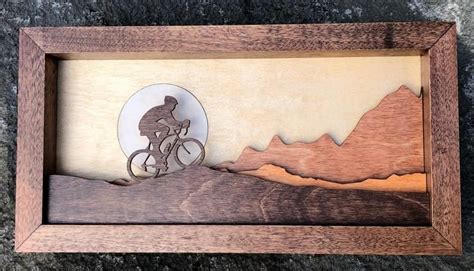 Mountain Biker 3D Wood Shadow Box Landscape Small Art Scene / - Etsy UK