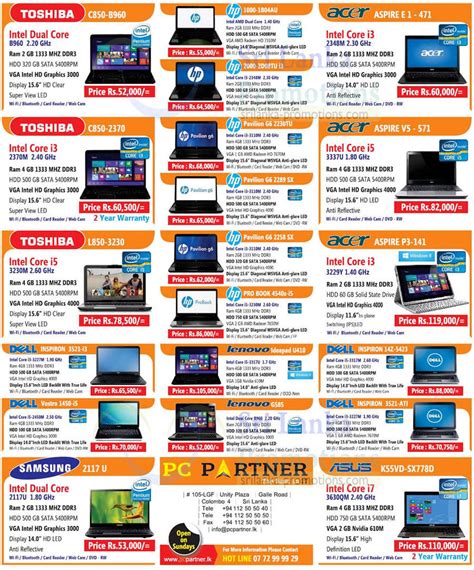 Latest laptops in malaysia price list for march, 2021. PC Partner Branded Notebook Offers 11 Aug 2013