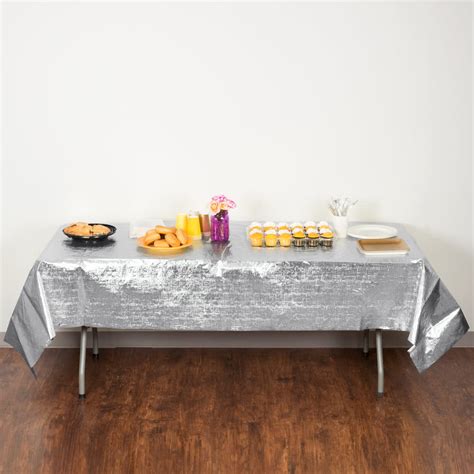 54 X 108 Metallic Silver Table Cover In Coloured Table Covers From
