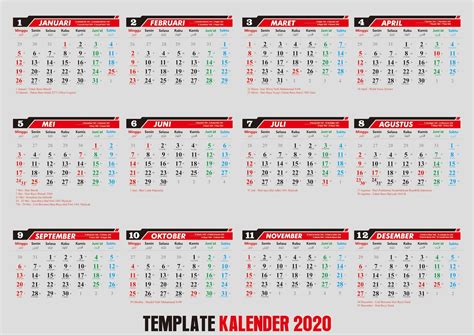Desain Template Kalender 2020 Lengkap Format Cdr Template Kalender Riset
