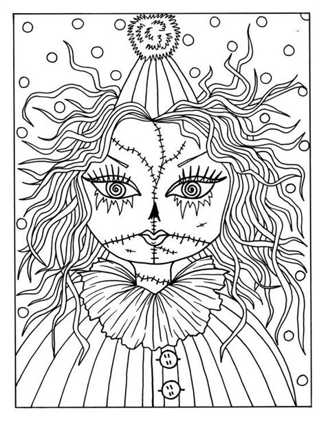 5 Pages Of Goulish Girls Halloween Coloring Pages Instant Downloads