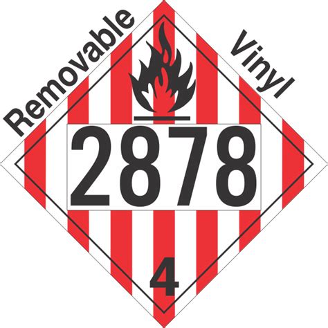 Flammable Solid Class 4 1 UN2878 Removable Vinyl DOT Placard