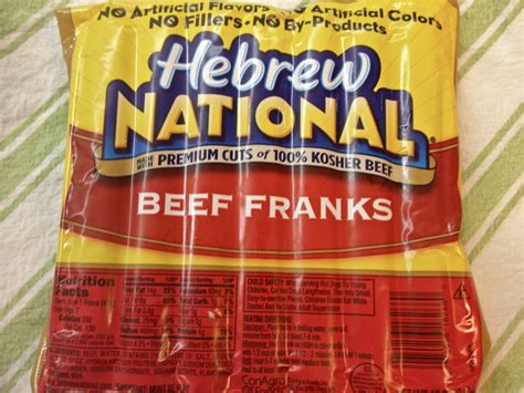 Hebrew National kosher hot dogs Nothing like a proper all beef American