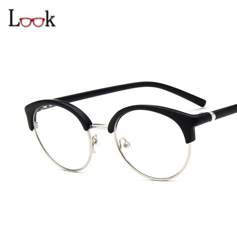 Fashion Metal Half Frame Glasses Frame Retro Woman Men Reading Glass Uv Protection Clear Lens