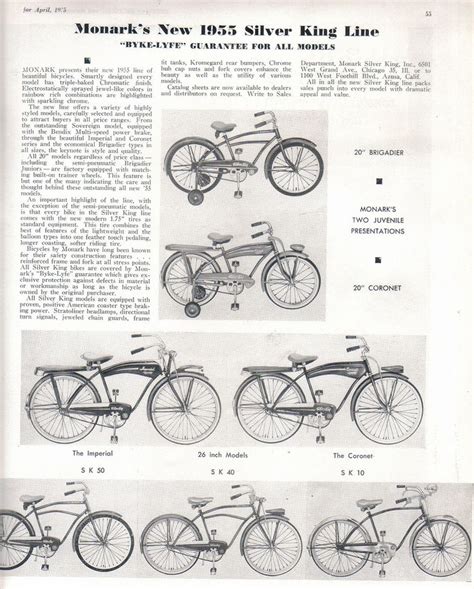 1955 Monark Silver King Bike Line Monark Vintage Advertisements Silver