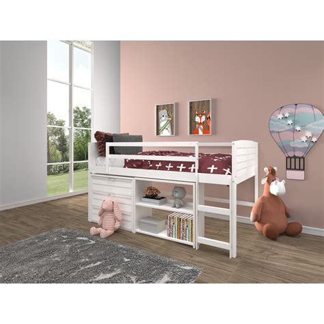 Sunside Sails Hagen Twin Solid Wood Platforms Loft Bed With Bookcase By