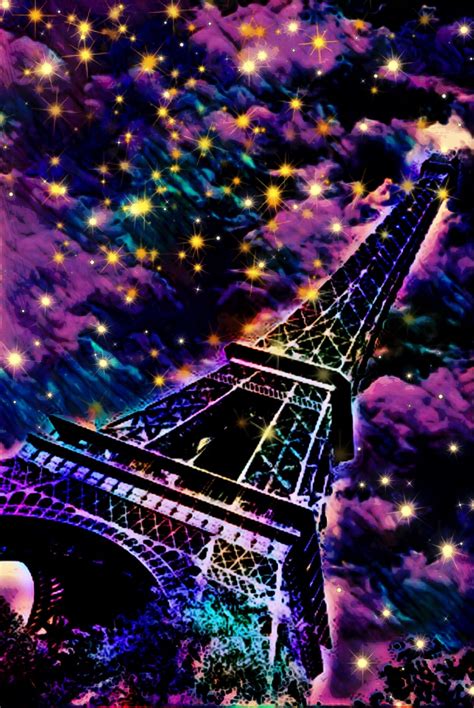 Wallpaper Lockscreen Glitter Sparkle Galaxy Eiffeltower Paris