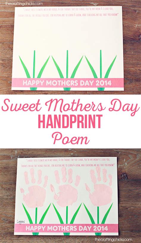 Sweet Mothers Day Handprint Poem Free Printable The Crafting Chicks