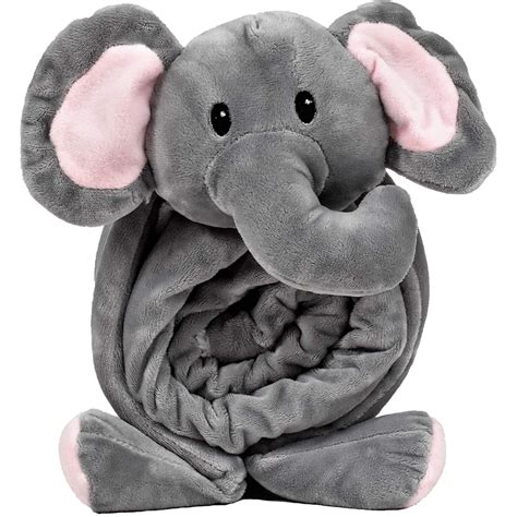 Elephant Stuffed Animal And Security Blanket 2 In 1 Combo For Baby And