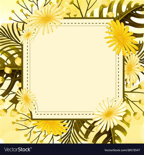 Background Design With Yellow Flowers Frame Vector Image