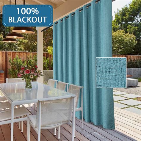 Waterproof Outdoor Rich Linen Patio Curtain 100 Blackout Curtain